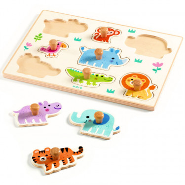 Puzzle d'encastrement en bois "Hippo'n'Co" DJECO 1123