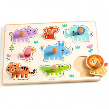 Puzzle d'encastrement en bois "Hippo'n'Co" DJECO 1123