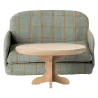 Table basse ovale miniature en bois naturel pour souris Maileg