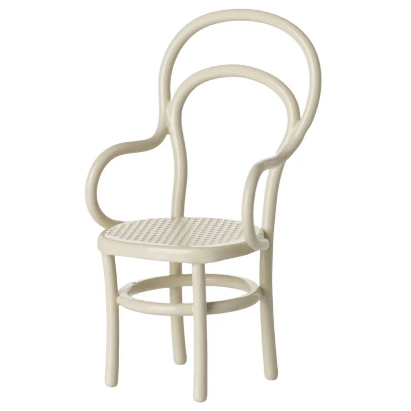 Chaise miniature vintage avec accoudoirs pour souris Maileg - Blanc cassé