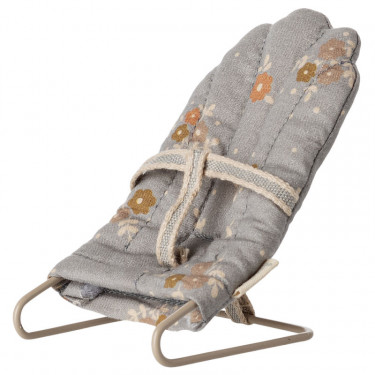 Siège transat pour bébé souris et lapins Maileg - Tissu fleuri bleu