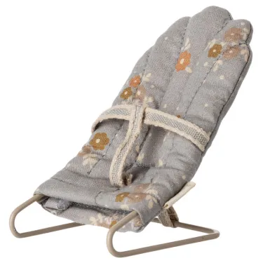 Siège transat pour bébé souris et lapins Maileg - Tissu fleuri bleu