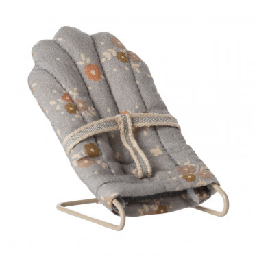 Siège transat pour bébé souris et lapins Maileg - Tissu fleuri bleu