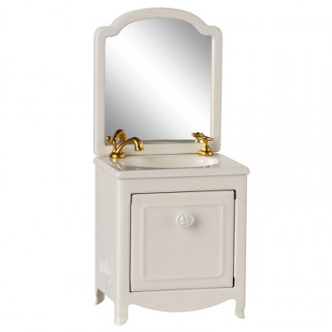 Meuble coiffeuse avec vasque miniature pour souris Maileg - Blanc cassé