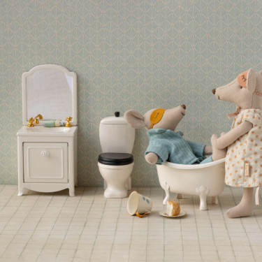 Meuble coiffeuse avec vasque miniature pour souris Maileg - Blanc cassé