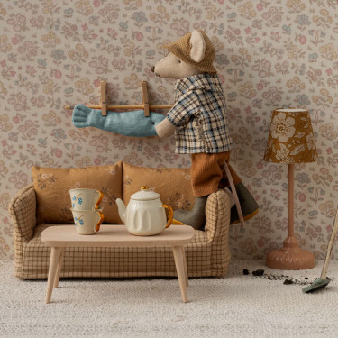 Table de salon miniature en bois naturel pour souris Maileg