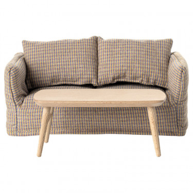 Table de salon miniature en bois naturel pour souris Maileg