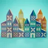 Cubes de construction en bois Uncle Goose - 80 pièces - Village Gosling Square