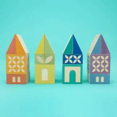 Cubes de construction en bois Uncle Goose - 80 pièces - Village Gosling Square