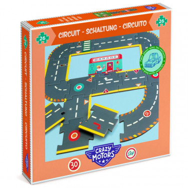 Circuit de routes Crazy Motors 26 pcs DJECO 5498