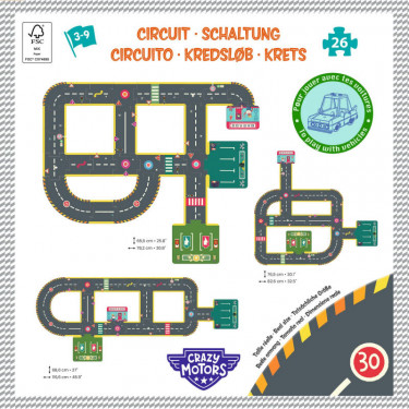 Circuit de routes Crazy Motors 26 pcs DJECO 5498