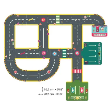 Circuit de routes Crazy Motors 26 pcs DJECO 5498