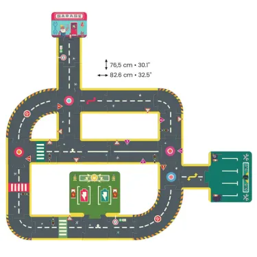 Circuit de routes Crazy Motors 26 pcs DJECO 5498