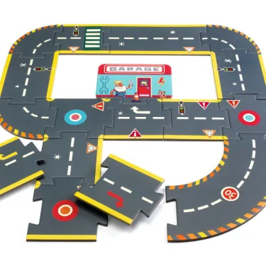 Circuit de routes Crazy Motors 26 pcs DJECO 5498