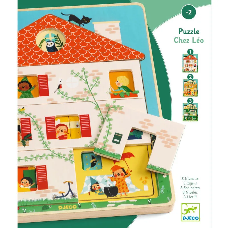 Puzzle éducatif 3 niveaux "Chez Léo" DJECO 1489
