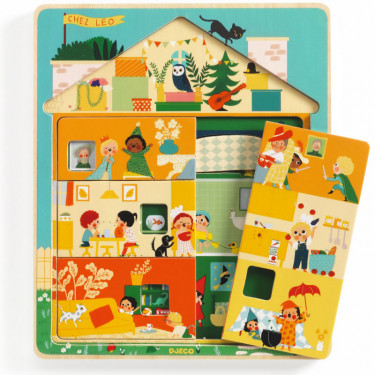 Puzzle éducatif 3 niveaux "Chez Léo" DJECO 1489
