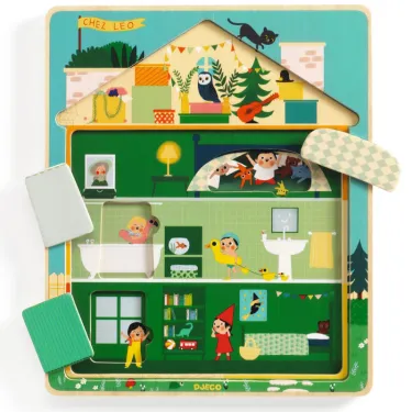 Puzzle éducatif 3 niveaux "Chez Léo" DJECO 1489