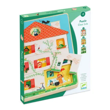 Puzzle éducatif 3 niveaux "Chez Léo" DJECO 1489