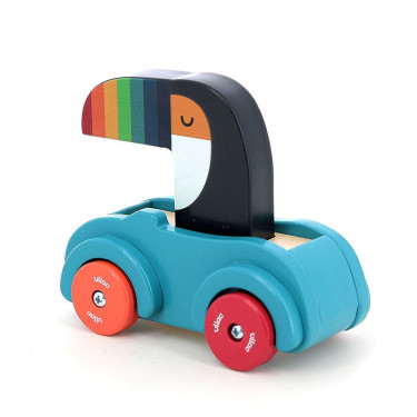 Voiture Pouêt Klaxon Toucan, jouet d'éveil en bois Andy Westface VILAC 7426K