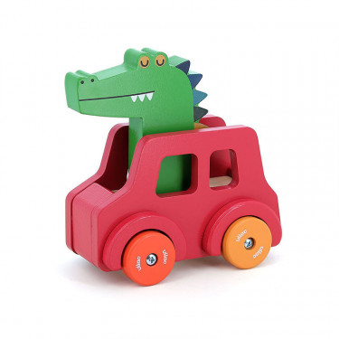 Voiture Pouêt Klaxon Crocodile, jeu d'éveil en bois Andy Westface VILAC 7426G