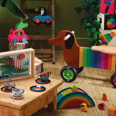 Porteur en bois Chien multicolore - Andy Westface pour VILAC 7428