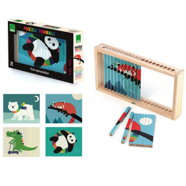 Puzzle 4 Dimensions en bois Les animaux - Andy Westface pour VILAC 7427