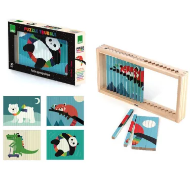 Puzzle 4 Dimensions en bois Les animaux - Andy Westface pour VILAC 7427