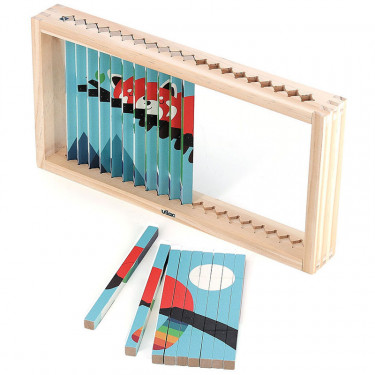 Puzzle 4 Dimensions en bois Les animaux - Andy Westface pour VILAC 7427