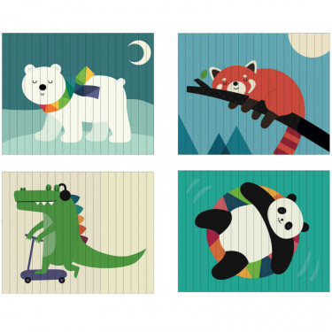 Puzzle 4 Dimensions en bois Les animaux - Andy Westface pour VILAC 7427
