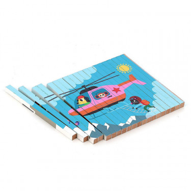 Puzzle 4 Dimensions en bois Les transports-Ingela P.Arrhenius VILAC 7639