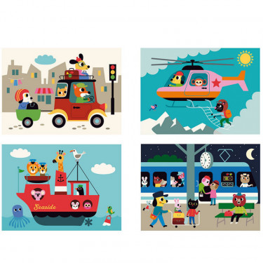 Puzzle 4 Dimensions en bois Les transports-Ingela P.Arrhenius VILAC 7639