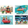 Puzzle 4 Dimensions en bois Les transports-Ingela P.Arrhenius VILAC 7639
