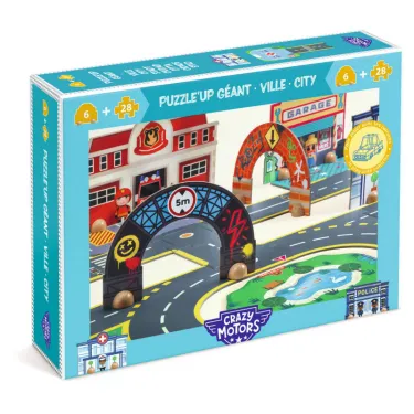 Circuit de routes Puzzle Up géant Crazy Motors 28 pcs DJECO 5499 - City Ville