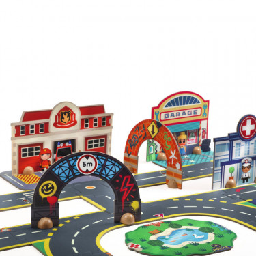 Circuit de routes Puzzle Up géant Crazy Motors 28 pcs DJECO 5499 - City Ville