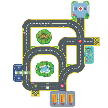 Circuit de routes Puzzle Up géant Crazy Motors 28 pcs DJECO 5499 - City Ville