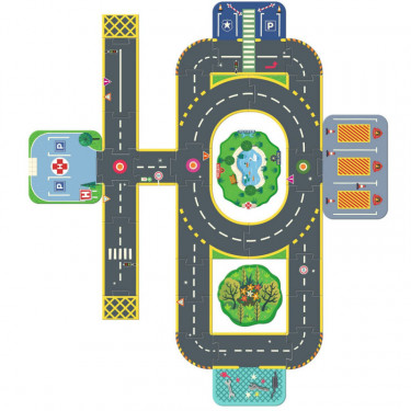 Circuit de routes Puzzle Up géant Crazy Motors 28 pcs DJECO 5499 - City Ville