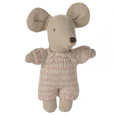 Bébé souris dans son couffin Maileg - Rose