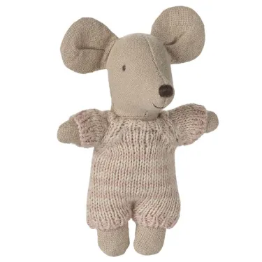Bébé souris dans son couffin Maileg - Rose