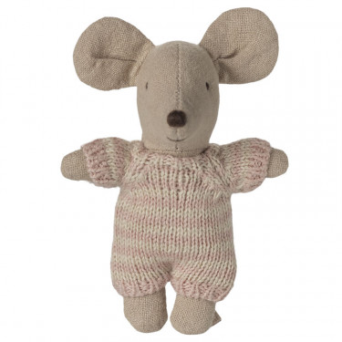 Bébé souris dans son couffin Maileg - Rose