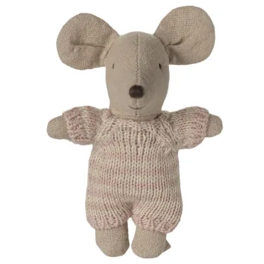 Bébé souris dans son couffin Maileg - Rose