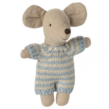 Bébé souris dans son couffin Maileg - Bleu
