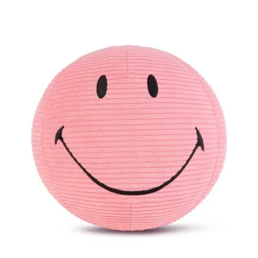 Peluche Smiley en velours côtelé 23cm - rose