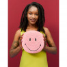 Peluche Smiley en velours côtelé 23cm - rose