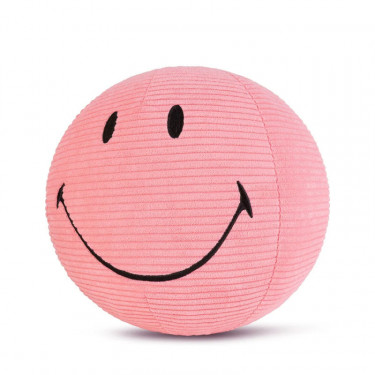 Peluche Smiley en velours côtelé 23cm - rose