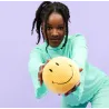 Peluche Smiley en velours côtelé 13cm - jaune