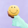 Peluche Smiley en velours côtelé 13cm - jaune