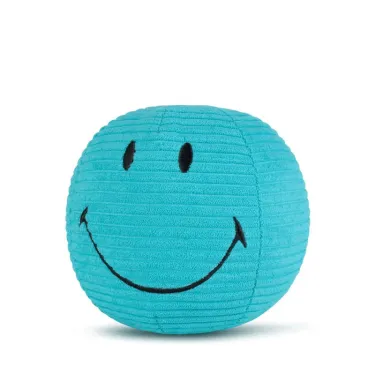 Peluche Smiley en velours côtelé 13cm - turquoise
