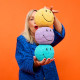 Peluche Smiley en velours côtelé 13cm - turquoise