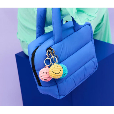 Porte-clefs Smiley en velours côtelé - jaune