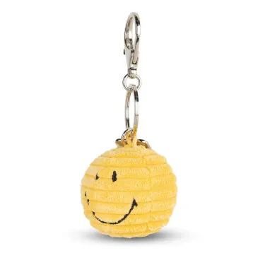 Porte-clefs Smiley en velours côtelé - jaune